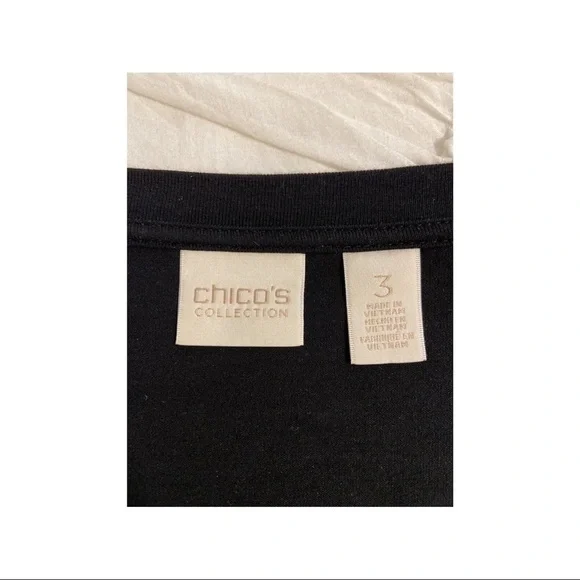 Chico’s Women’s Eyelet Scoop Black Cream Tunic Size 3 (16) - Picture 4 of 5